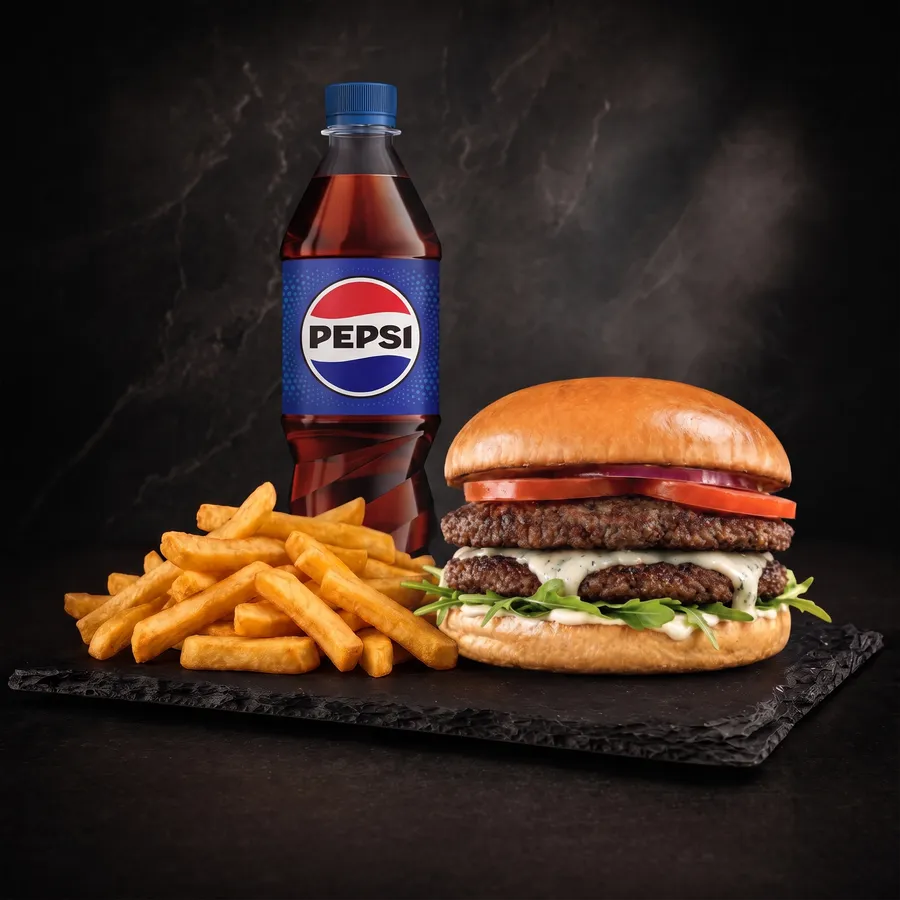 Zestaw City Italian — burger, frytki stekowe, sos i napój